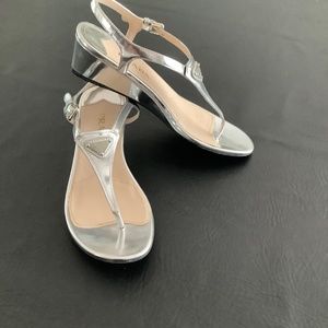 Prada Silver Wedge Sandal